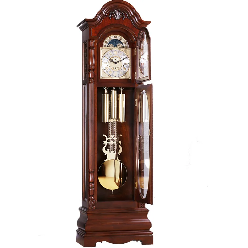Mechanical floor-standing clock, standing clock, European-style living room hedgehog rosewood solid wood table clock