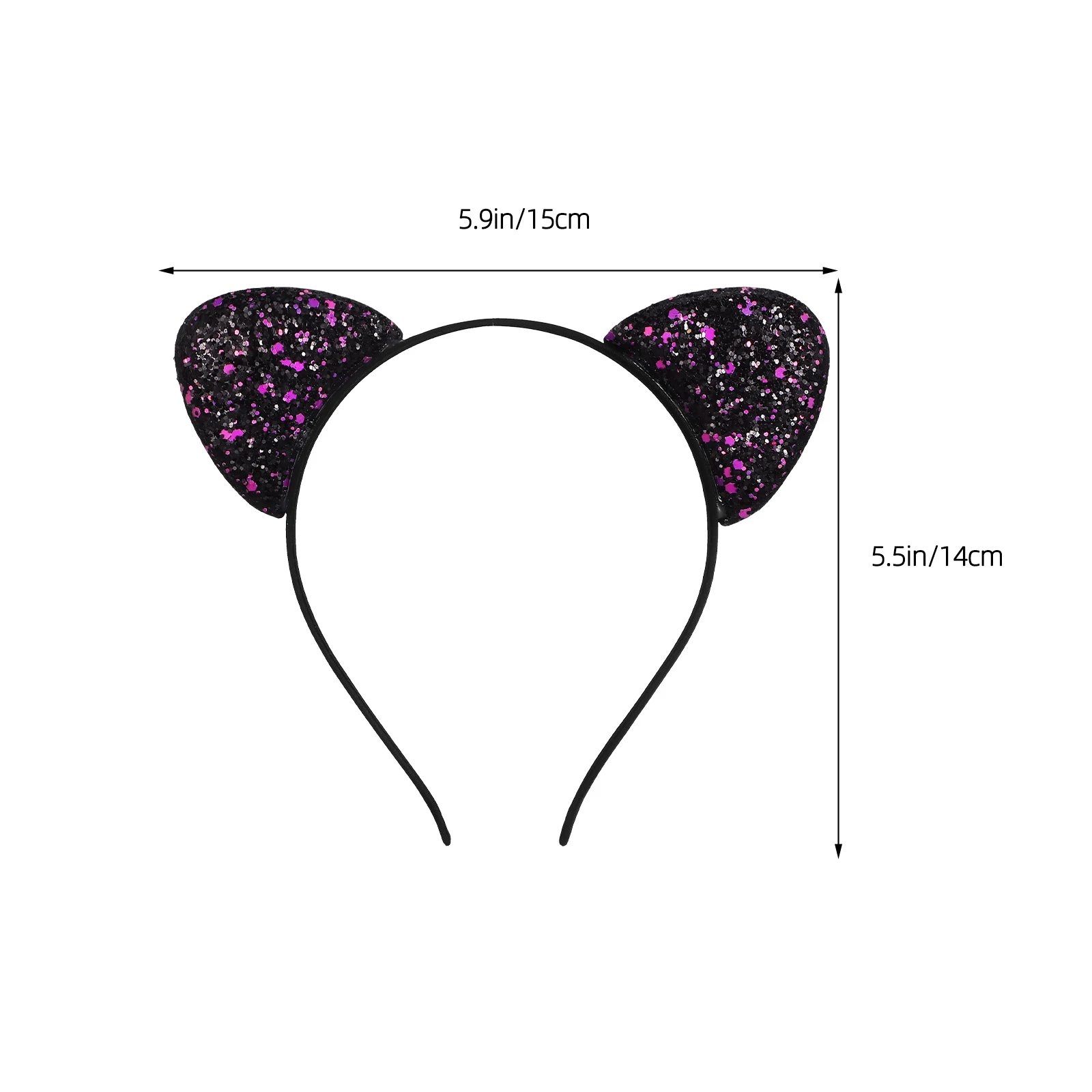 

6Pcs Cat Ears Headband Sparkly Sequin Style Adjustable Hair Hoop for Masquerade Party Everyday Fashion Wear Cat Ears Headband
