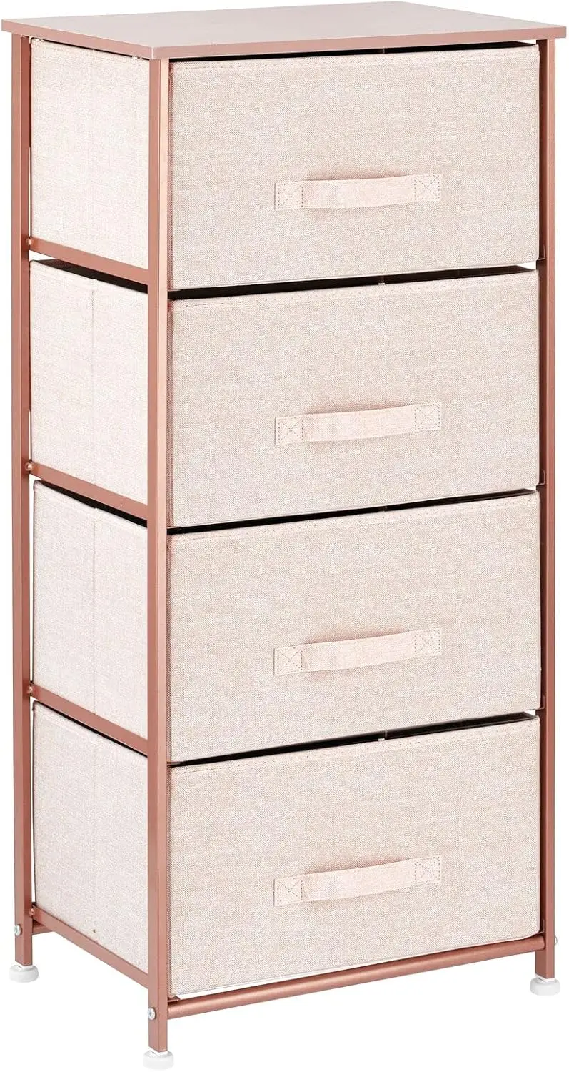 

Tall Dresser Storage Tower Stand With 4 Removable Fabric Drawers - Steel Frame, Wood Top Organizer For Bedroom, Entryway,