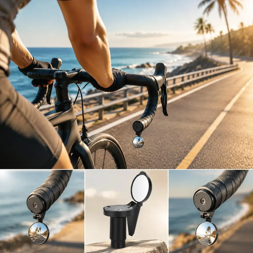 Fahrrad-Rückspiegel Lenker-Endspiegel HD-Spiegel 360° ° Drehbare Konvexe MTB Rennrad Lenker-Spiegel Fahrrad-Zubehör – Detail 8