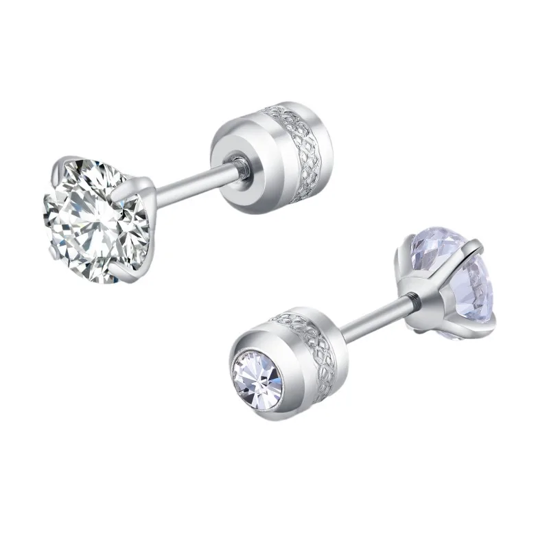 2pcs 20G Hypoallergenic Titanium Steel Stud Earrings for Men Women, Zircon Screw Back Earring Cartilage Tragus Ear Piercing Gift image 5