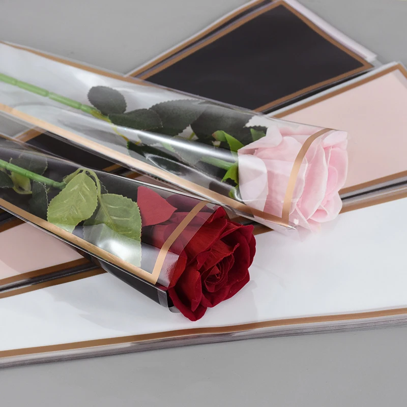 50 Stück Blumen-Verpackungsbeutel, klare Rose, Blumenstrauß, Verpackungsbeutel für Valentinstag, Hochzeit, Geburtstag, Party, Geschenk, Dekoration – Detail 3