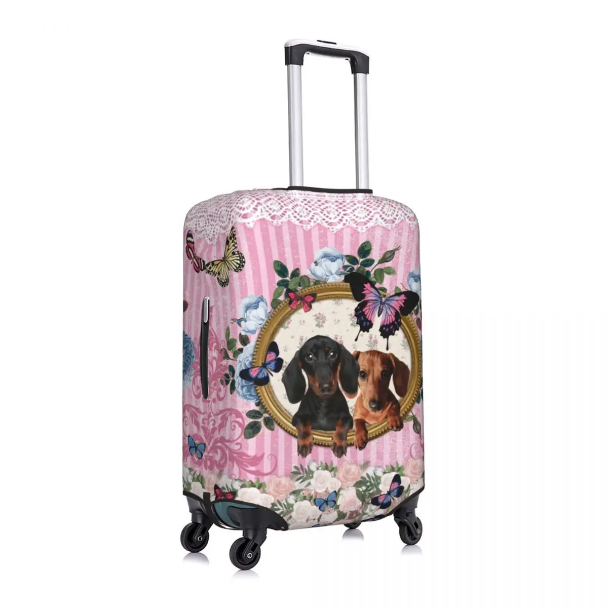 Custom Dachshund Dog And Butterfly Luggage Cover Funny Badger Wiener Sausage Suitcase Protector Covers Suit For 18-32 inch