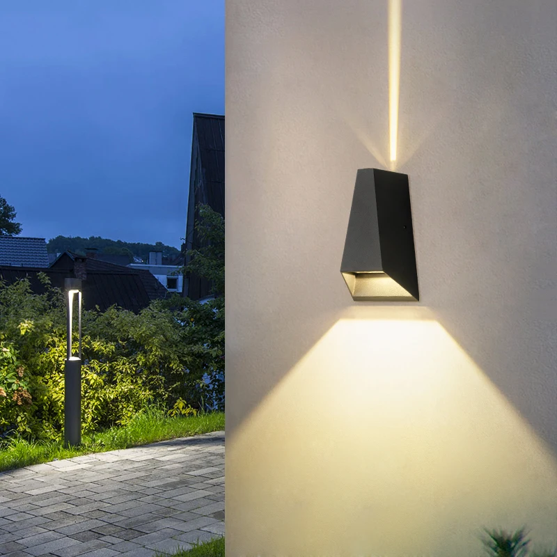 Waterproof wall lamp Outdoor double-head wall washer Simple LED store entrance Outdoor courtyard Villa garden wall lamp