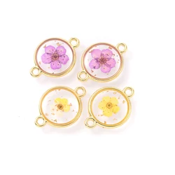 2Pcs/Pack Unique Dried Flower Fashion Real Floral Pendant Creative Resin Epoxy Immortal Flower Women Pendant Earrings Jewelry