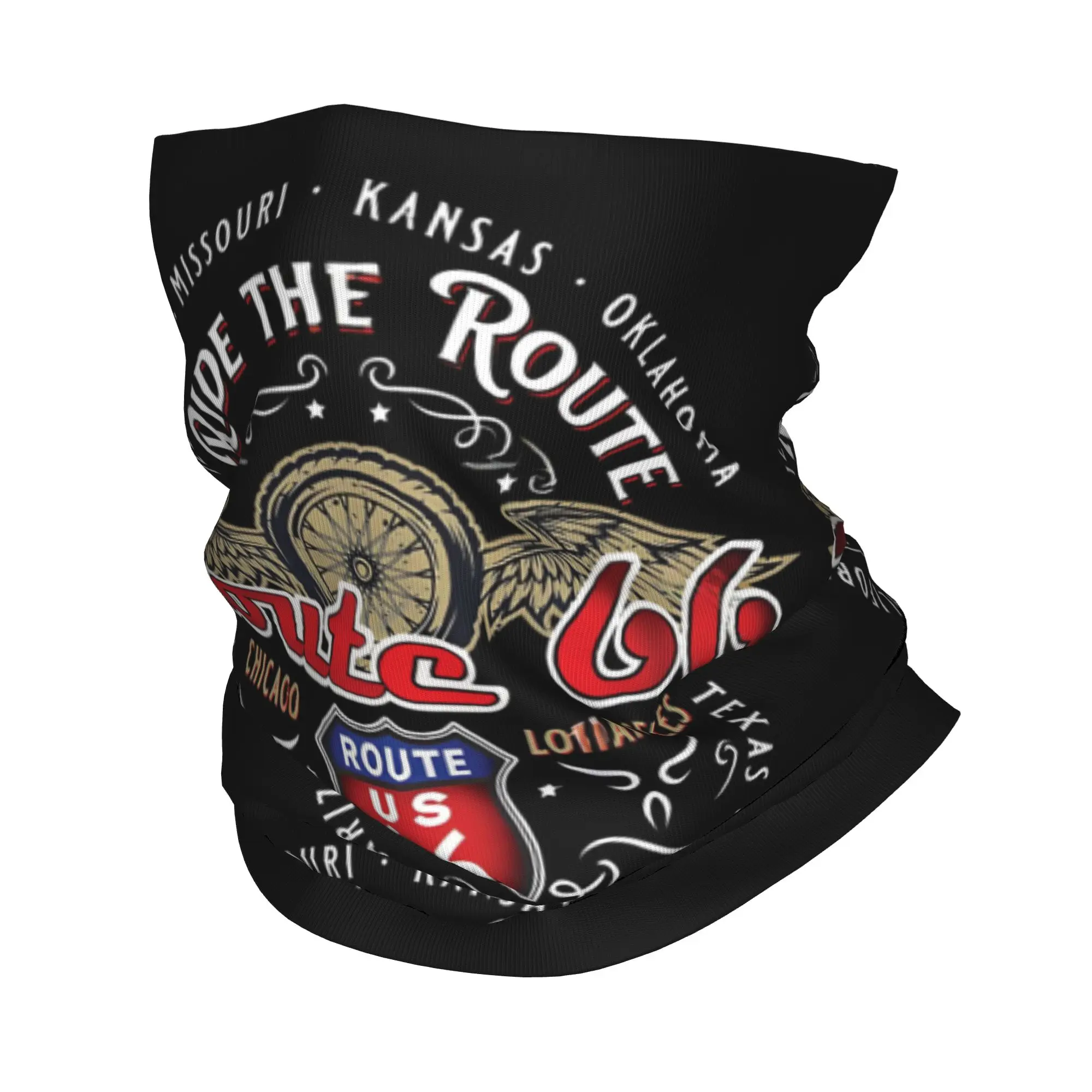 Personalizado Ruta 66 diadema de invierno calentador de cuello hombres mujeres senderismo Camping tubo bufanda América carretera cara Bandana polaina
