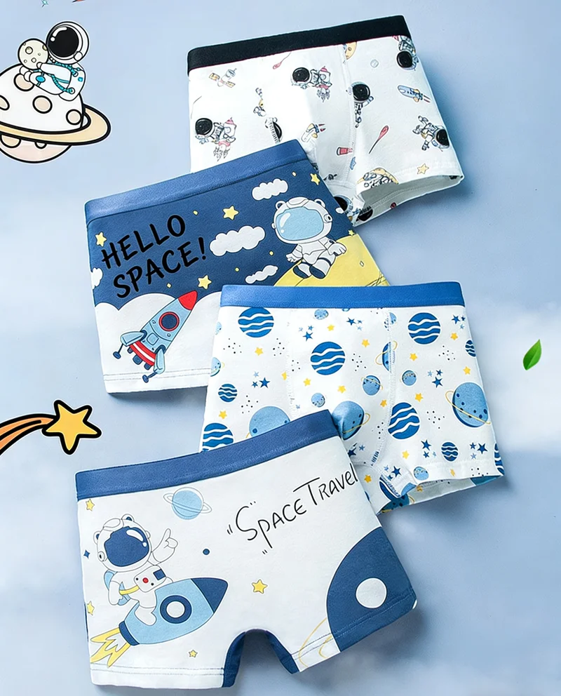 Jungen Baumwollunterwäsche „Ozean-Astronaut“ – Farbecht, Atmungsaktiv, Schweißabsorbierend, Kinderkleidung im lebhaften, trendigen Stil mit flachen Ecken – Detail 3