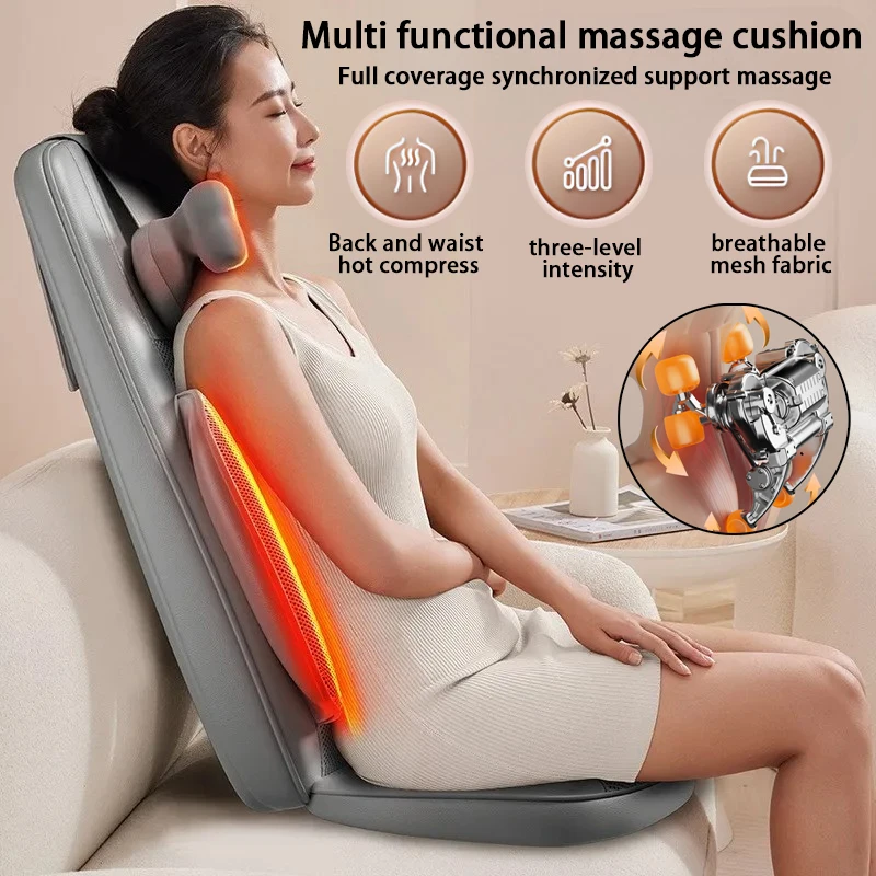 

Multi functional home massage cushion for cervical spine full body massage with automatic hot compress, kneading and massage pad