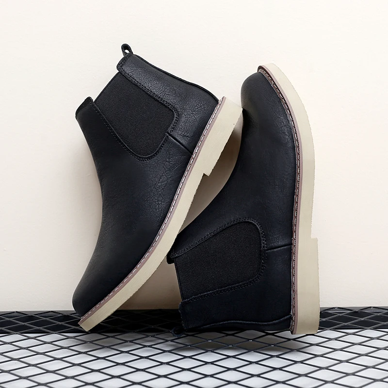 Men Plus Size New High Top Retro Casual Style Chelsea Boots Simple Comfortable Warm Lazy Boots