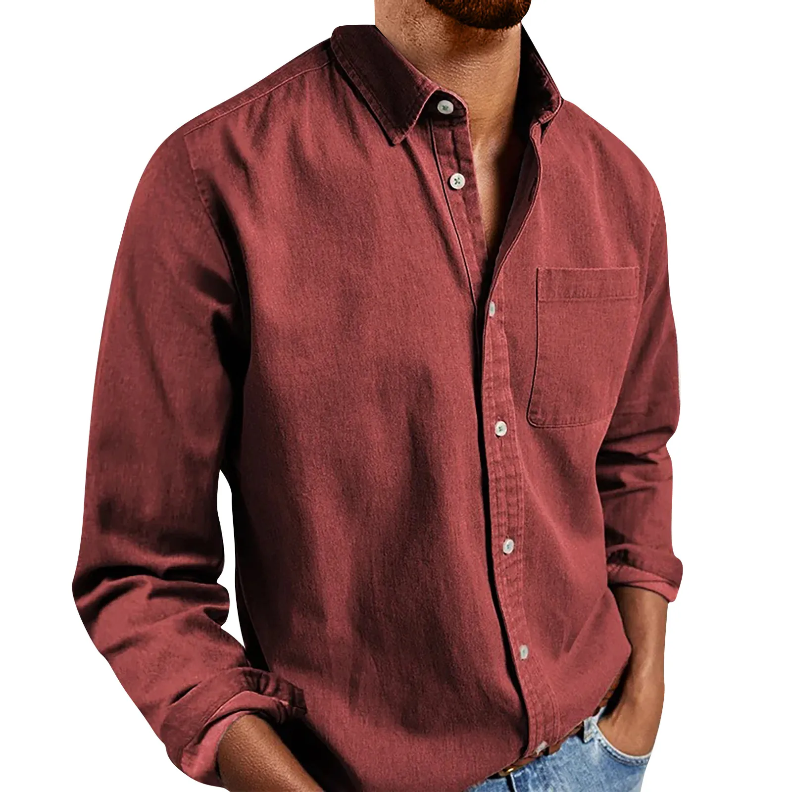 Camisas de manga larga para hombre, camisas informales, clásicas, lisas, para viaje diario, cómodas, sueltas, combinan con todo, primavera y otoño