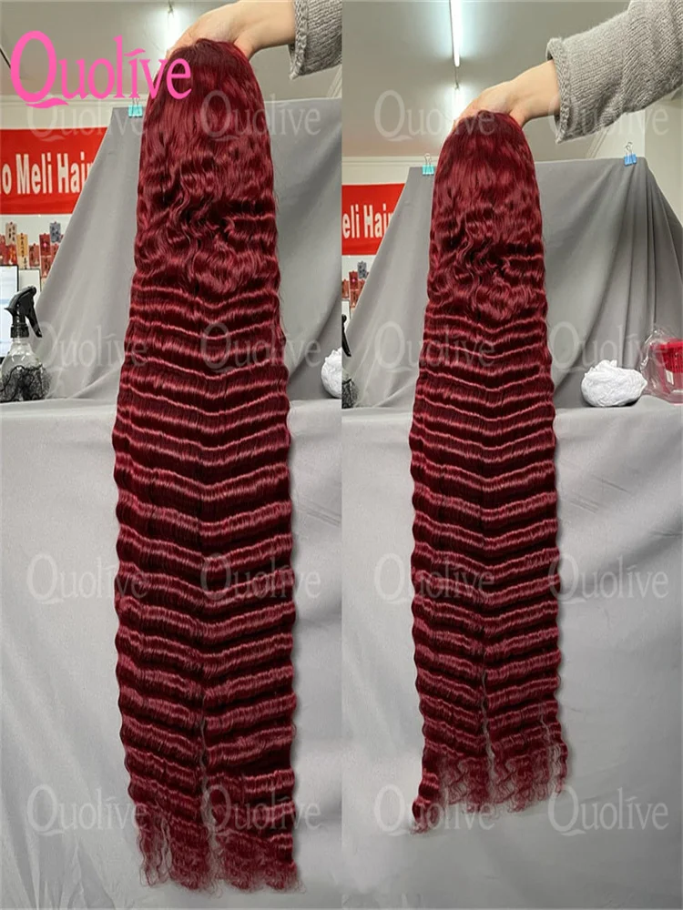 

250% Density 99J 13x4 Hd Lace Front Human Hair Wigs Burgundy 30Inch Deep Wave Peruvian Curly Glueless Lace Frontal Closure Wigs