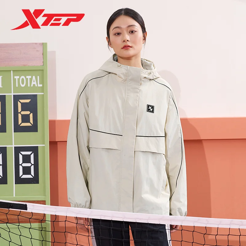 Xtep Windbreaker For Men And Women 2024 Spring Double Layer Unisex Coat Wind Proof Keep Warm Leisure Outdoor Tops 976127150516