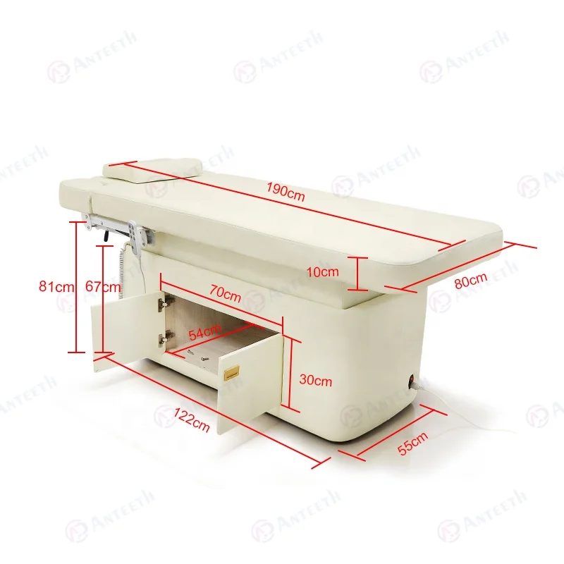 Cosmetic 4 Motors Furniture for Beauty Salons PVC Leather Lash Bed Cabinet Base Heating Function Eyelash Bed Beauty Salon