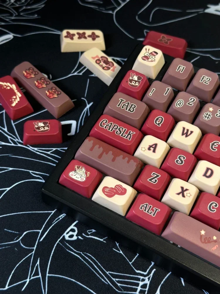Wine Chocolate Theme Keycaps MDA Profile KeyCap Point PBT Customized Keyboard Cap for Gaming Mechanical Keyboard Accessories