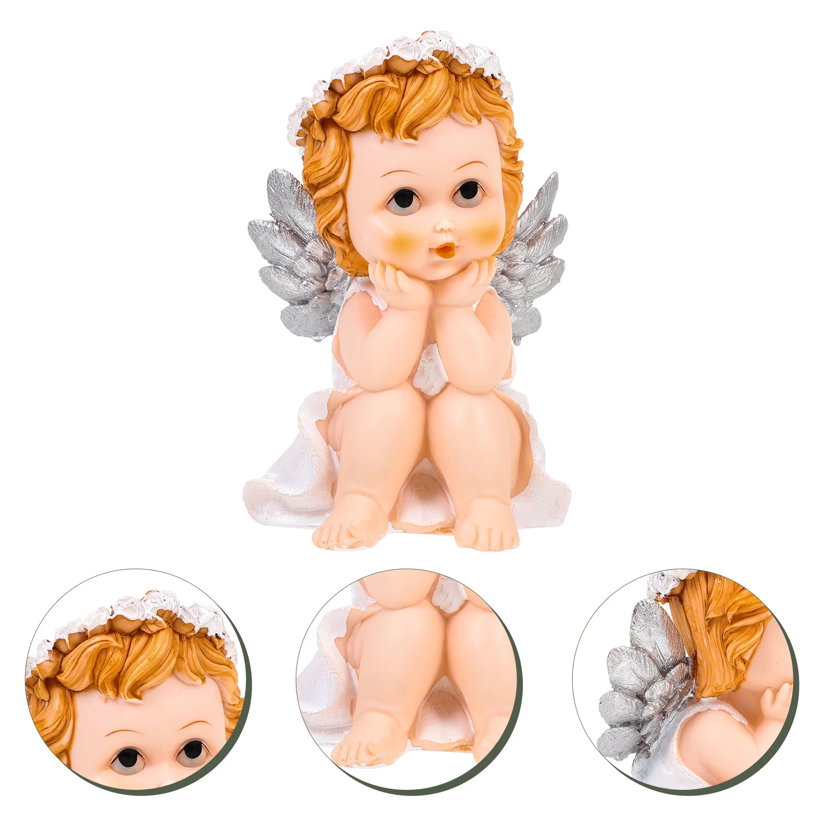 

Resin Angel Sculpture Decorative Home Ornament Creative Resin Wing Design Desktop Adornment Statue