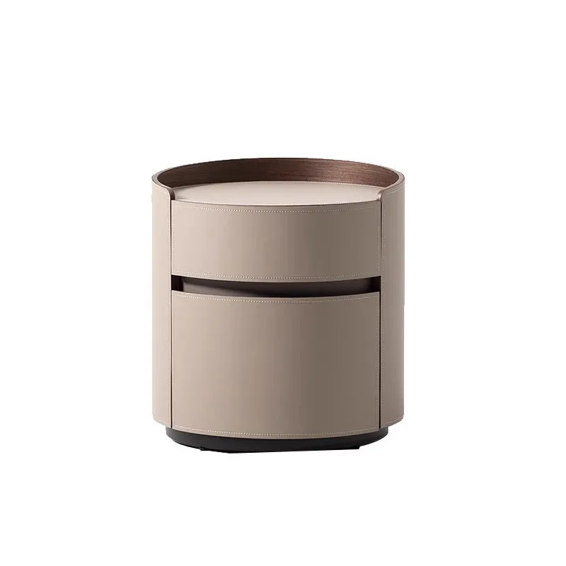 

Bedside table Modern simple light luxury saddle leather bedside table