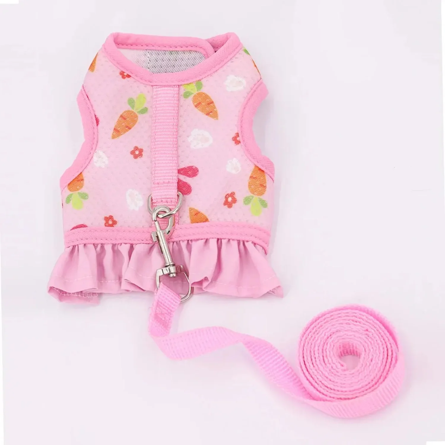 

1pc Adjustable Bunny Harness Walking Runnig Hiking Camping Outdoor - Carrot Pattern Cute Small Animal Harness Leash Set
