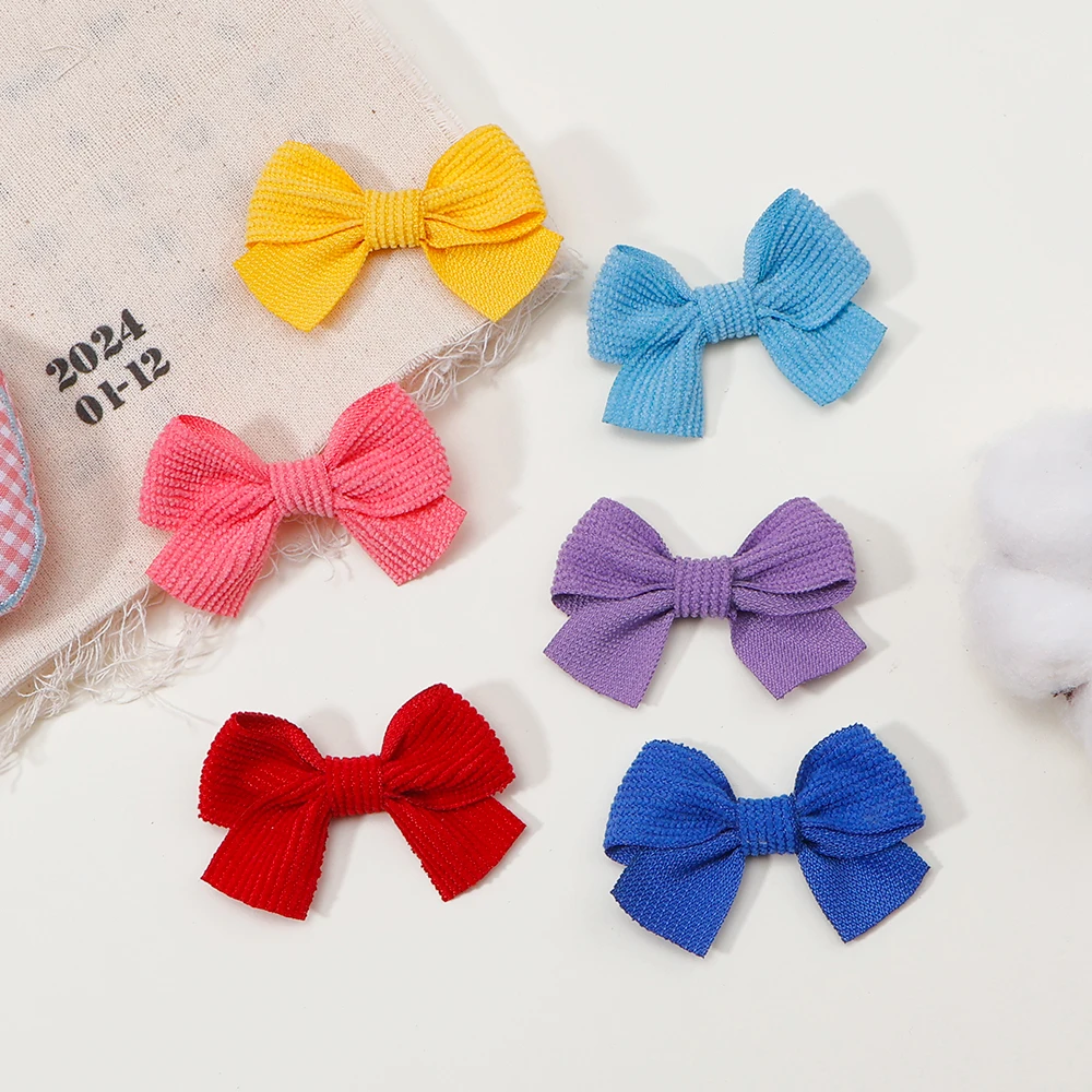 6 stks/partij Nieuwe Solid Grosgrain Strik Kinderen Haar Clips Handgemaakte Bows Baby Meisjes Haarspeldjes Haarspelden Peuters Meisjes Groothandel