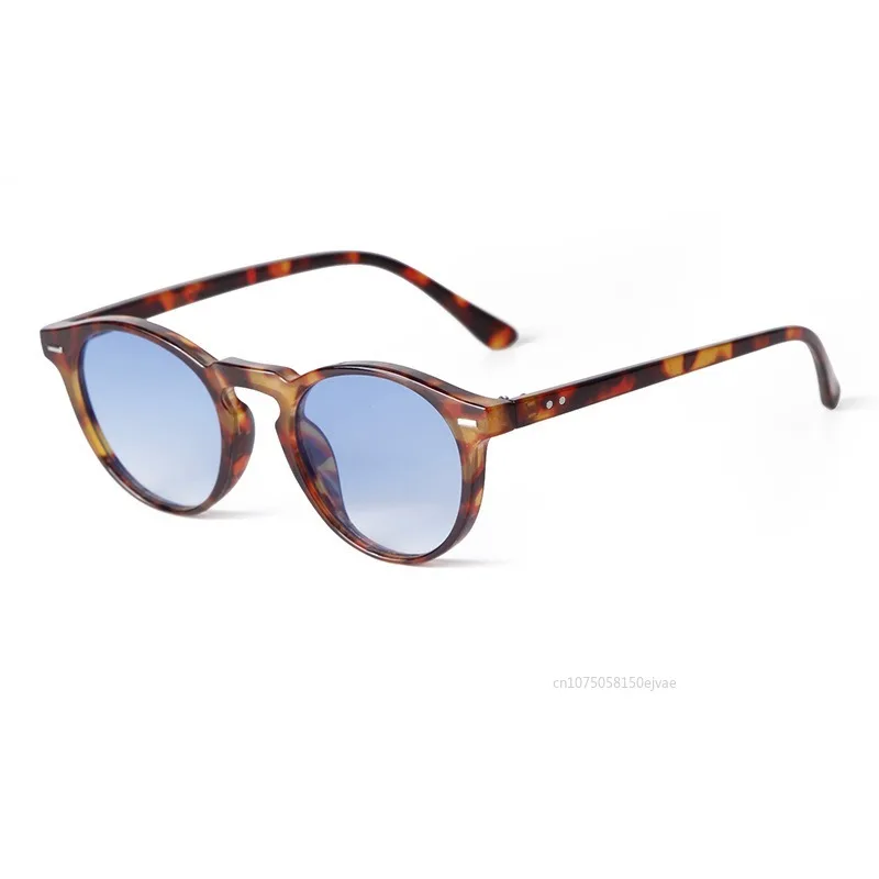 2025 ريترو النظارات الشمسية المستديرة برشام السلحفاة النظارات الشمسية للرجال النساء الفاخرة المسامير السلحفاة المستديرة الرجال ظلال UV نظارات #1