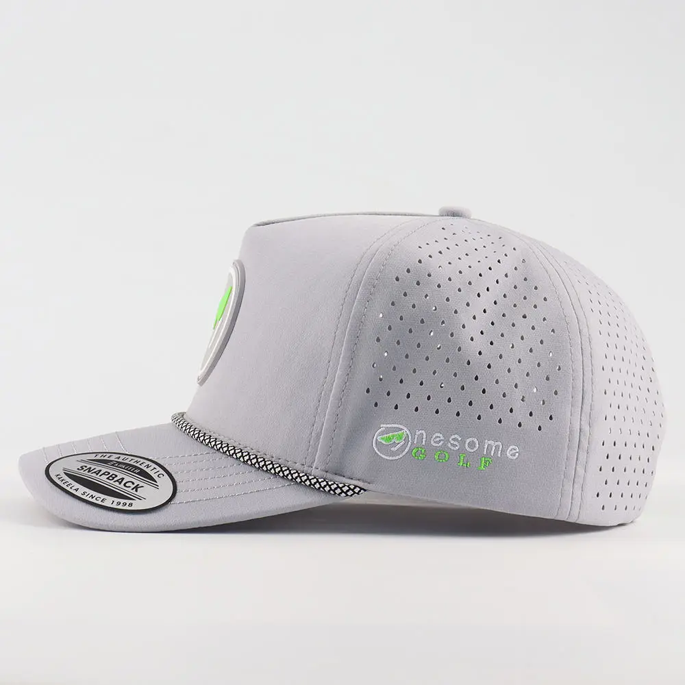 Trendy Custom 3D PVC Patch Golf Hat Breathable Waterproof Polyester Comfort Baseball Cap with Golf Rope Detail view 3