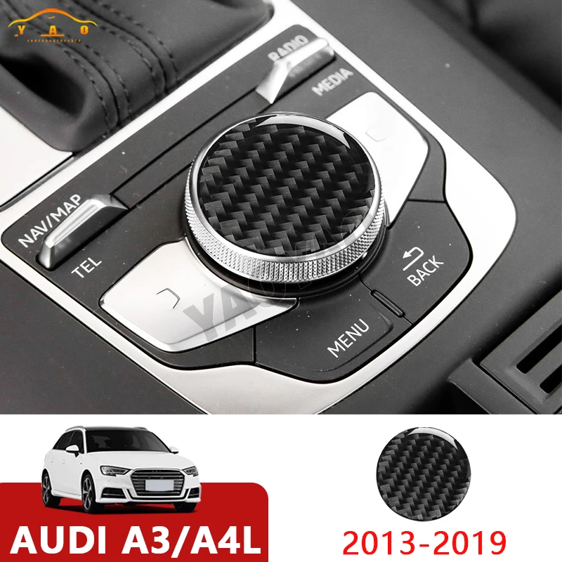 

For Audi A3 A4L 2013-2019 Carbon Fiber Control Knob Panel Decorative Car Covers Car Styling Trim Stickers