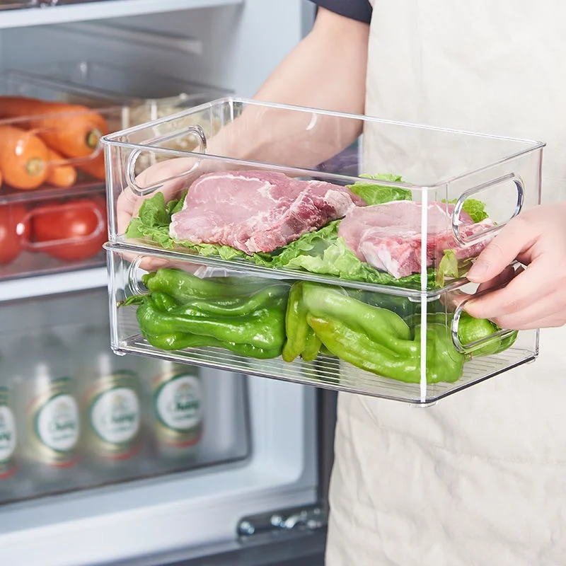 Plastic Crisper Transparent Box Refrigerator Crisper Storage Box Cosmetic Storage Kitchen Acrylic Desktop Storage Organizer Box