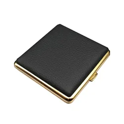 Genuine Leather Smoking Case Portable Cigars Cigarette Case Box Holder Tobacco Pocket Storage Metal Container Gift Box