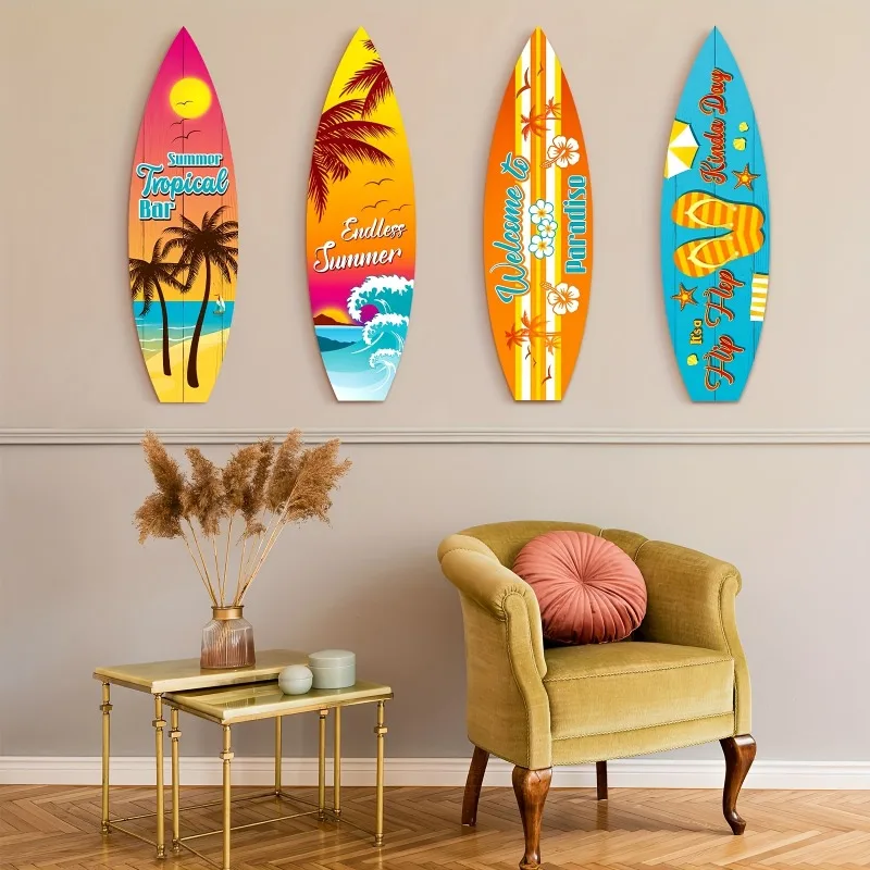 Arte de pared de tabla de surf vintage: decoración de playa de madera hecha a mano para salas de estar de granja costera y espacios de baño náuticos