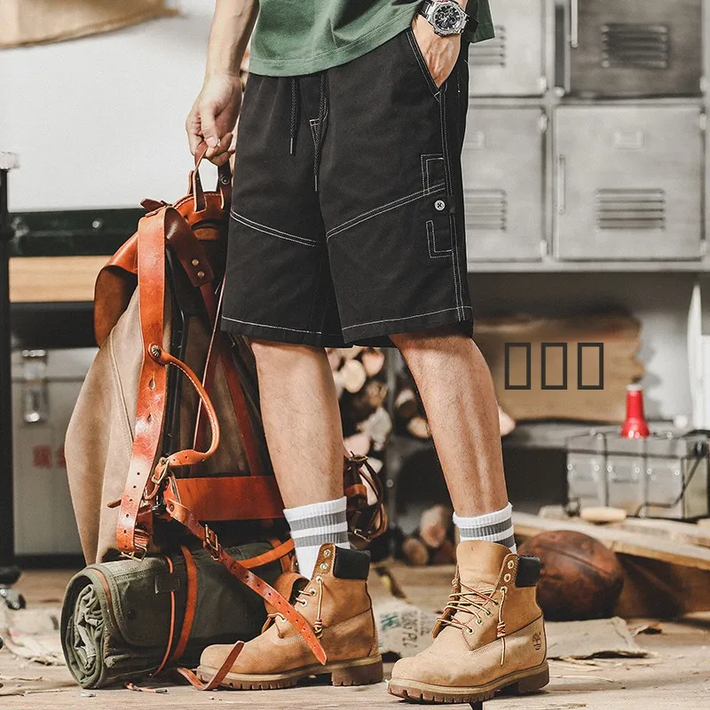 

American Sle Retro Casual Workwear orts Men Loose New 2025 Trendy Brand Men's Clothing Large Size Five-Quarter Pants