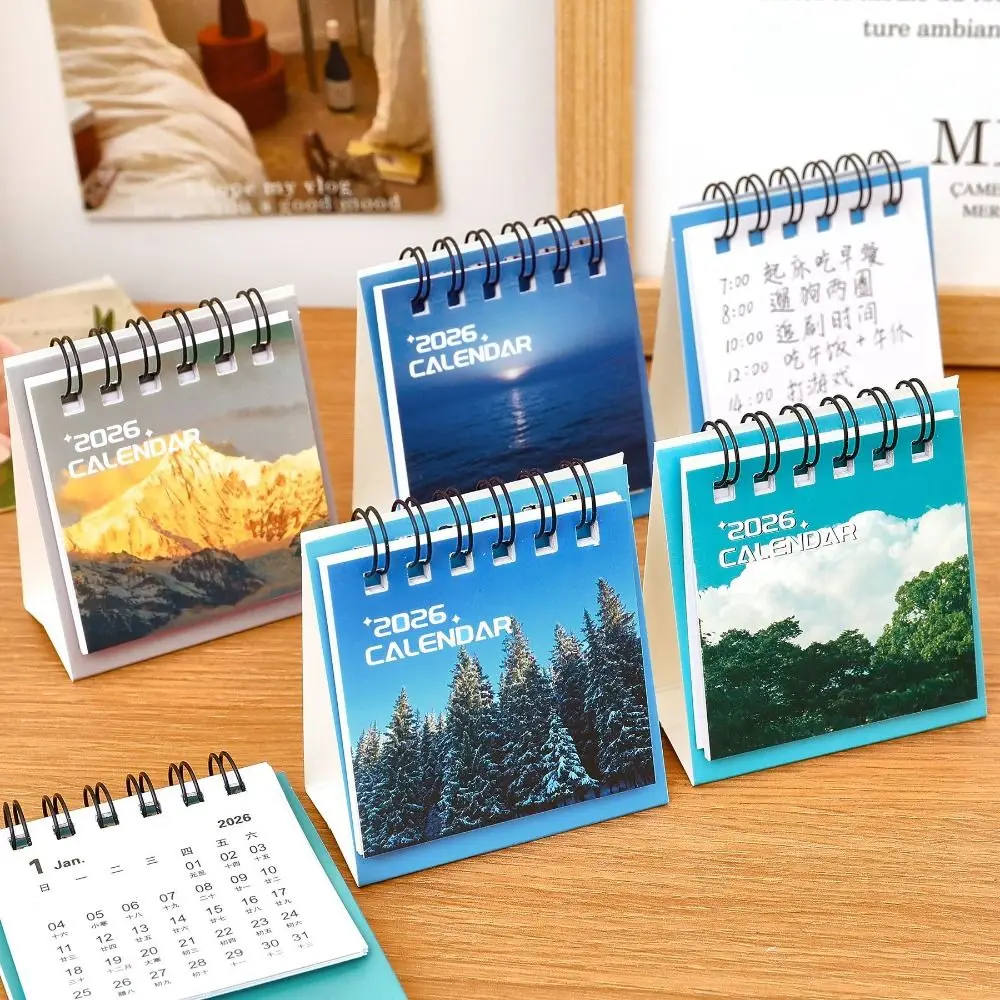 Creative 2026 Desk Calendar To Do List Landscape Mini Calendar Daily Planner Home Decoration