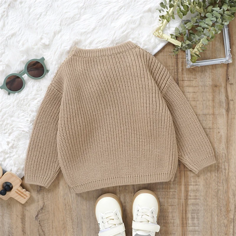 Baby Autumn Fall Winter Warm Knit Sweaters Long Sleeve Letter Embroidery Pullover Infant Fall Tops