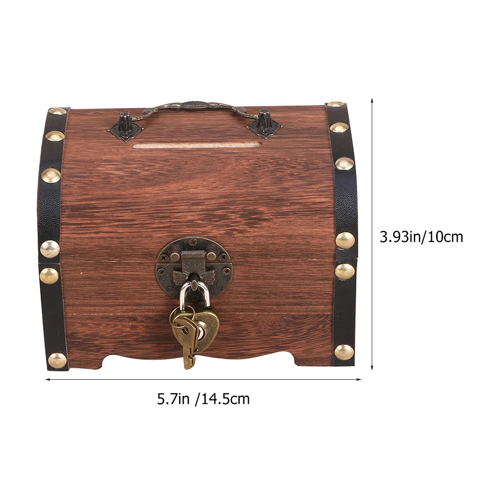 2 قطعة الكنز الخشبي خمر الصدر تخزين صناديق الرجعية عملة البنوك توفير المال الحاويات الكنز صندوق الصدر صندوق خمر