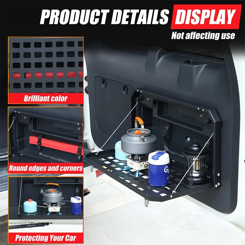 Car Rear Tail Door Racks Tailgate Table Foldable Storage Rack Luggage Shelf For Toyota Land Cruiser Prado 150 2010-2023