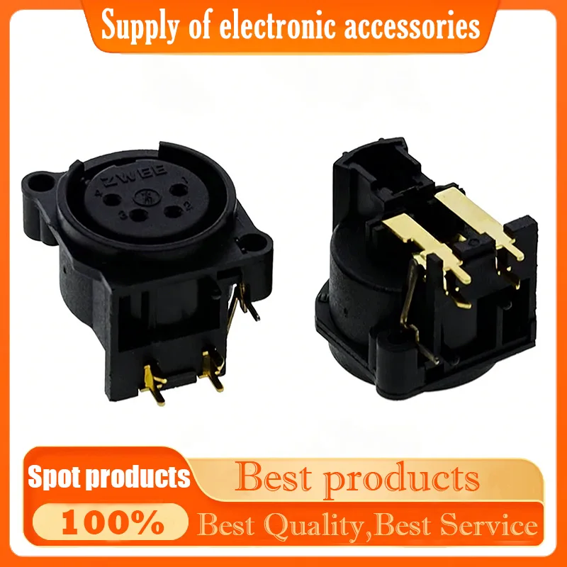 Gold-plated SPF4-24C four-pin Cardan socket, four-pin XLR multi-functional Cardan female plug, balanced audio Cardan socket
