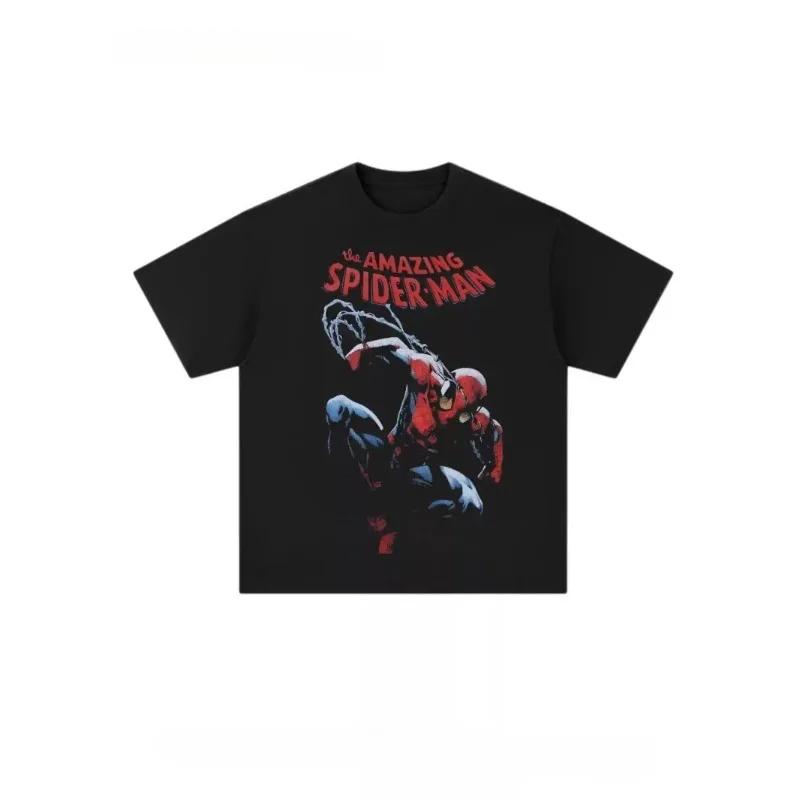 

Summer Spider Man Anime Drawing Youth Student Marvel American Direct Spray Printed Sports Long Short Sleeved T-shirt