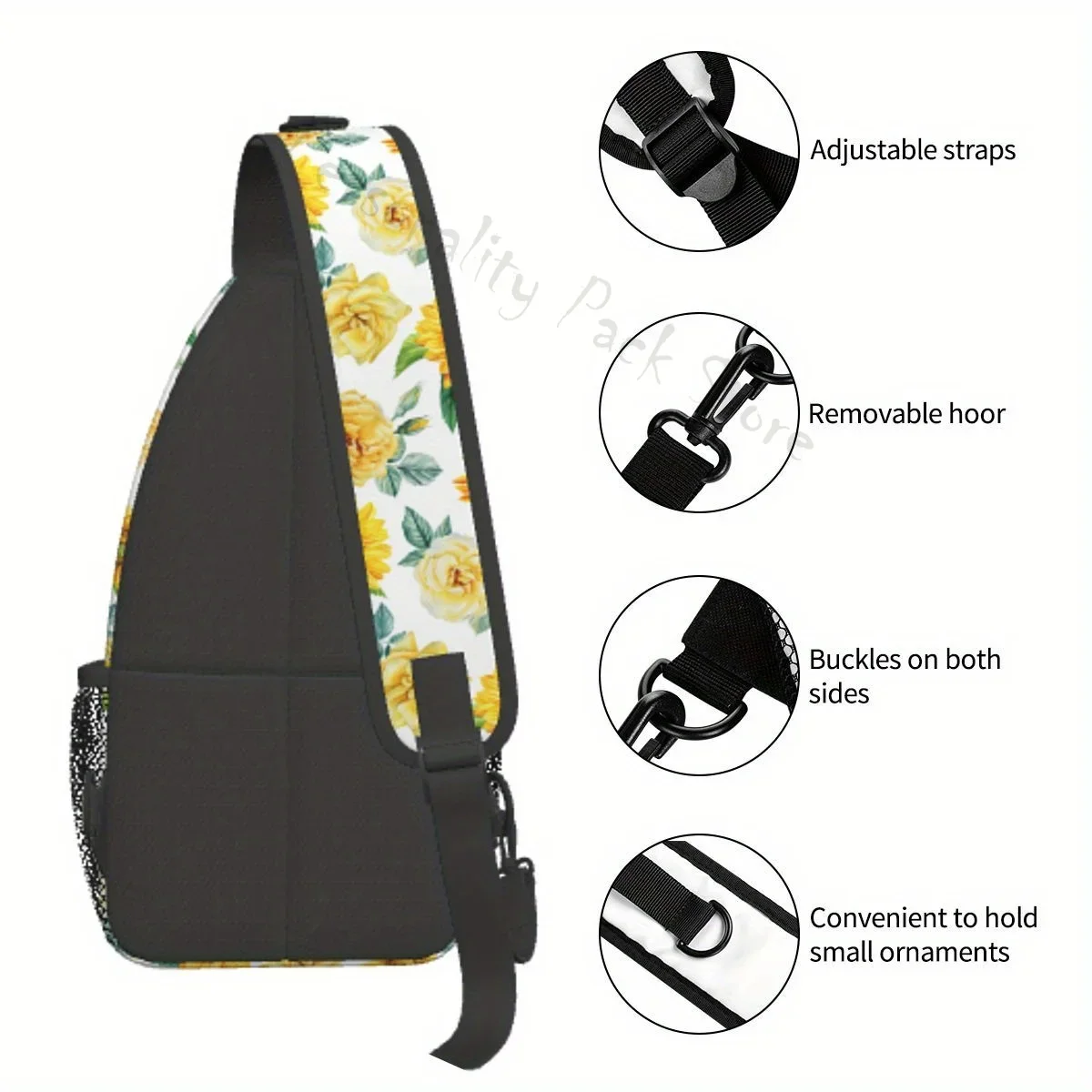 Mochila de hombro cruzada con cuerda de girasol, bolsa de viaje para senderismo, 1 unidad