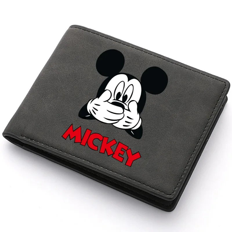 Disney Mickey Minnie Mouse Causal Pu Leather Men Short Wallet Folding Business Men Credit Card Holder Wallet Hasp Men Wallets