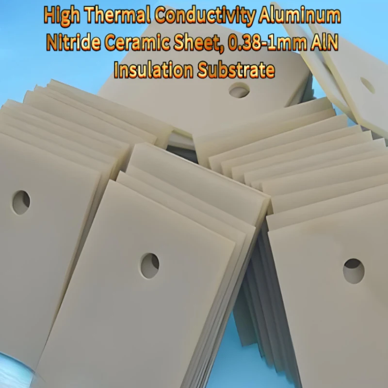 High Thermal Conductivity Aluminum Nitride Ceramic Sheet, 0.38-1mm AlN Insulation Substrate Electronics 100pcs