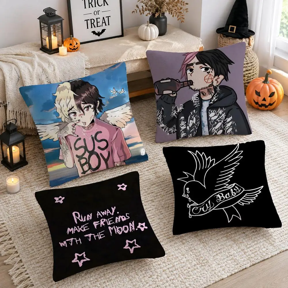 Cushion Cover Plush Decorative Pillow Case With Hidden Zipper Cutecore Room Decor For Home Pop Rap Album L-Lil Peep Hip