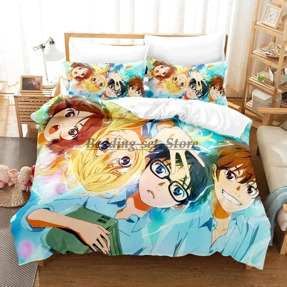 

2014 2023 Your Lie In April Bedding Set Single Twin Full Queen King Size Bed Set Teenagers Bedroom Duvetcover Sets 3D Anime Bed