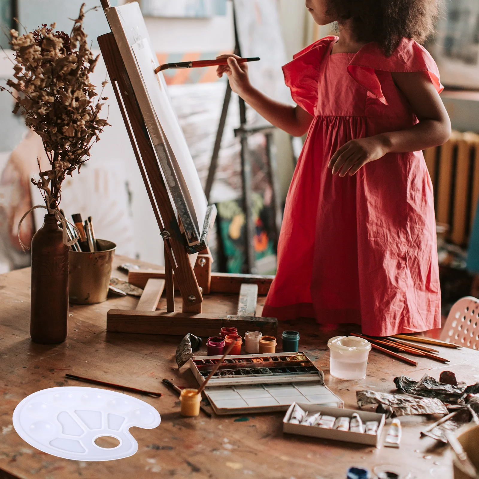 

10pcs Paint Palette Plastic Paint Tray For Acrylic Oil Color Mixing Plate Painting Pallets Kids Artists Students Art Craft Diy