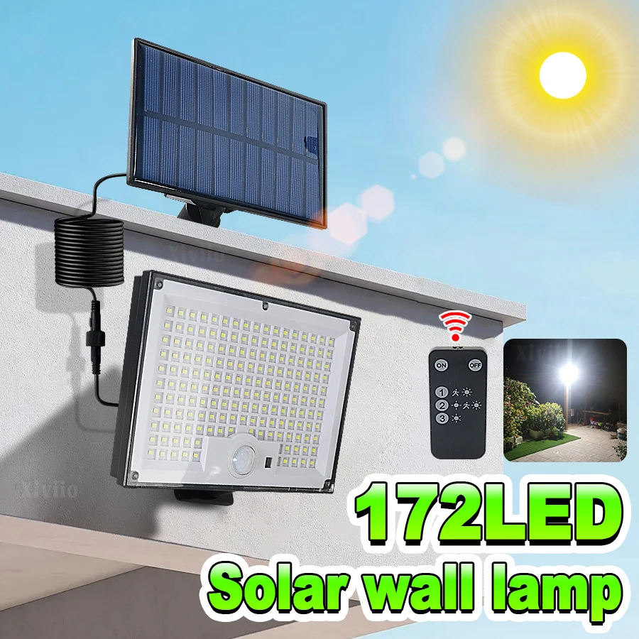 

Outdoor Super Bright 172 LED Solar Light with 3 Mode Motion Sensor Outdoor Solar LampIP65 Waterproof Yard Garden Fence Wall Lamp