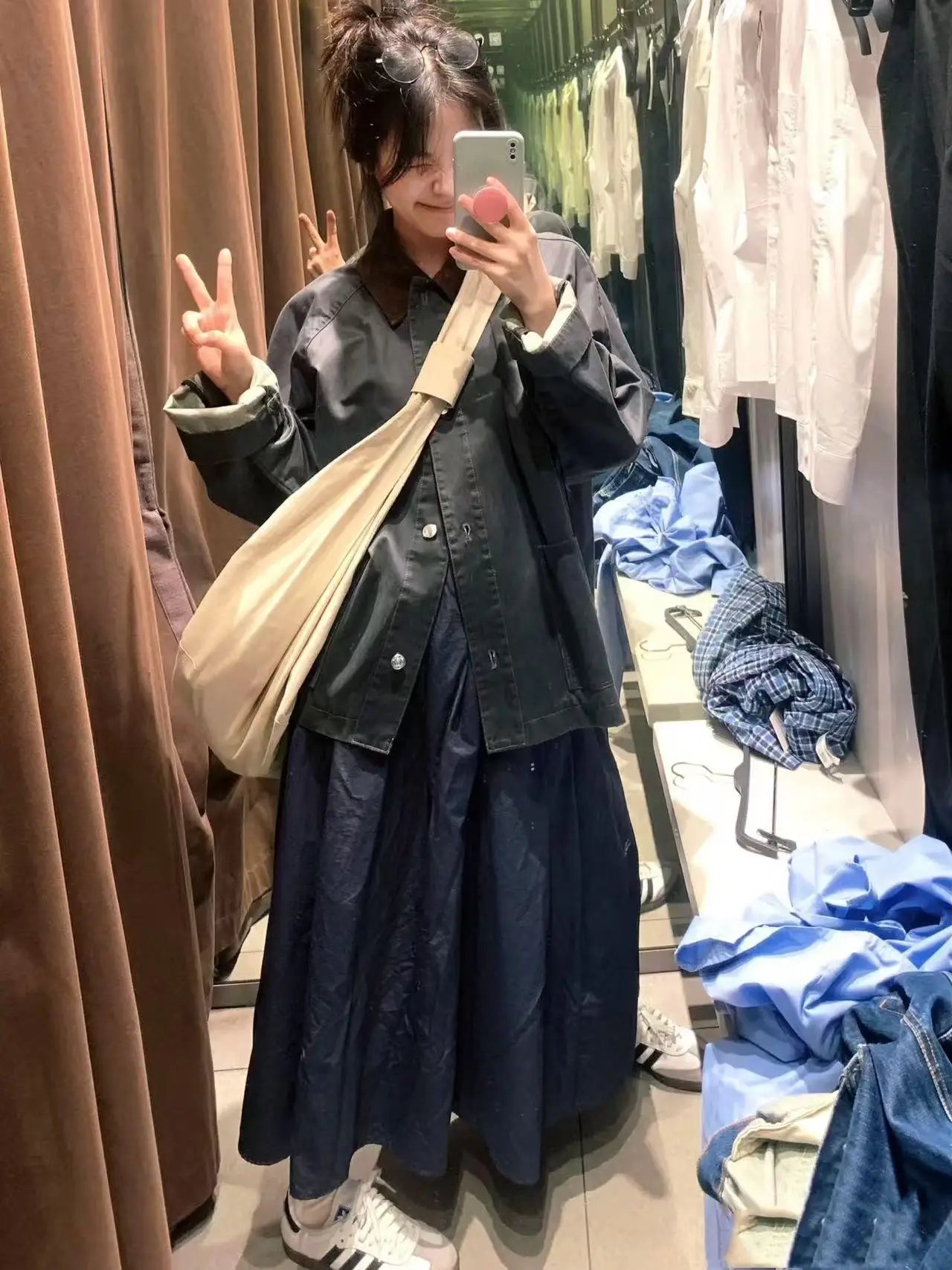 Wiosna Jesień Nowości Damska Kurtka do Pracy Luźny Krój Długi Rękaw Skórzana Kołnierz Stójka Płaszcz Odzież Wierzchnia