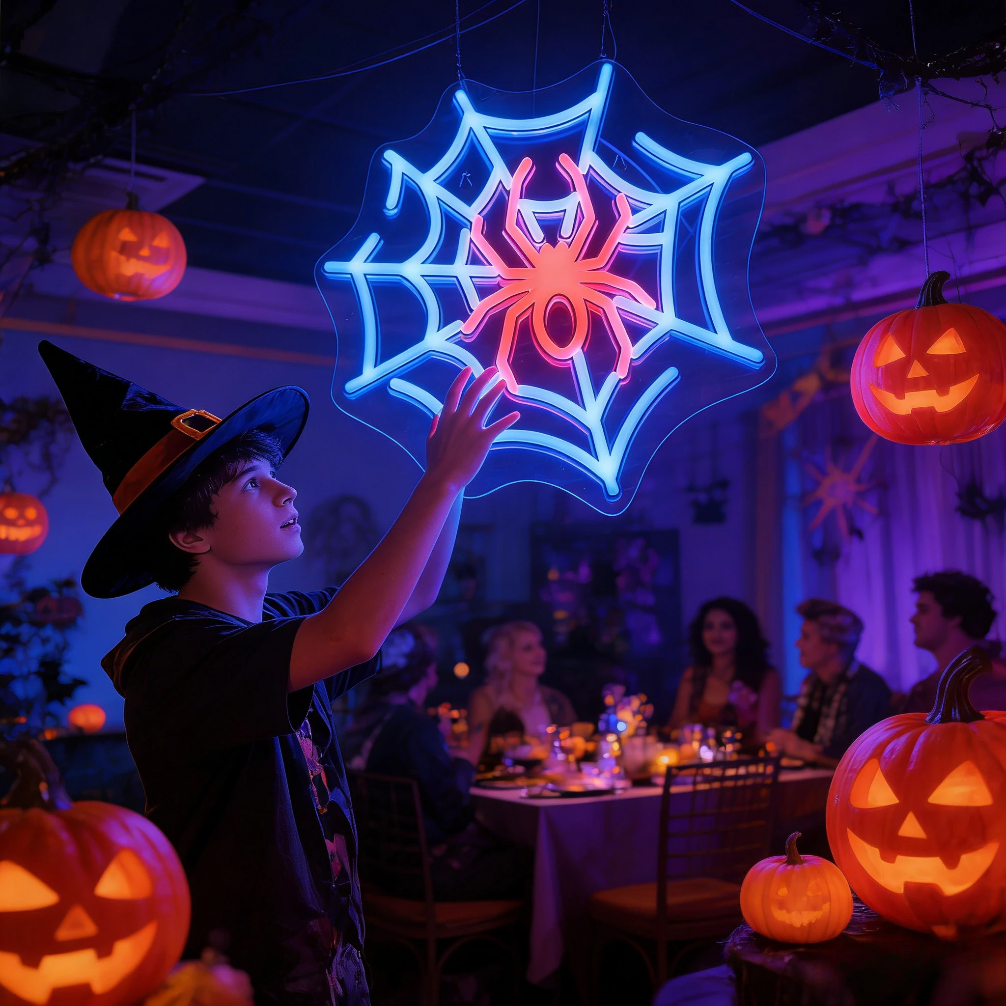 

Неоновая вывеска «Паутина»: Светодиодный декор для стен, украшение для Хэллоуина, свадебной церемонии, вечеринки, подарок