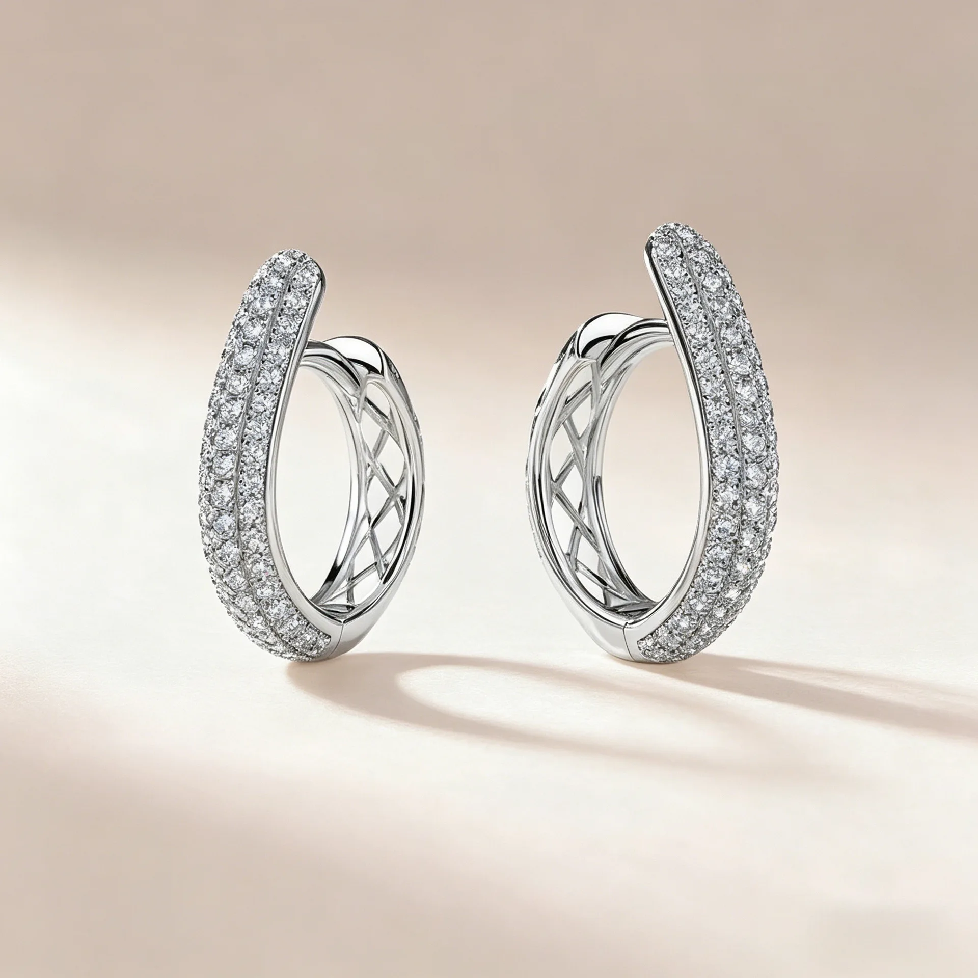 Three Rows of Round S925 Silver 18K Gold-Plated U-Shaped Moissanite Earrings (0.6ct) For Women Daily Wear And Gift Free Shipping