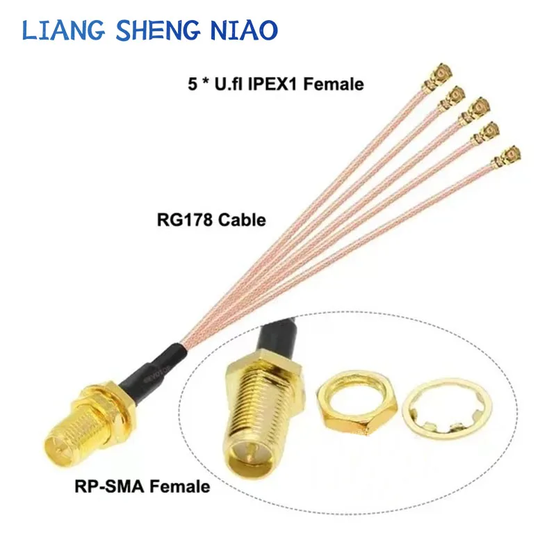 Imagem -02 - Wifi Antena Extensão Jumper Pigtail Ipx Splitter Rp-sma Sma Feminino para x u. para Ipex1 Feminino Feminino Rg178 Rf1.13 Cabo 10 Pcs