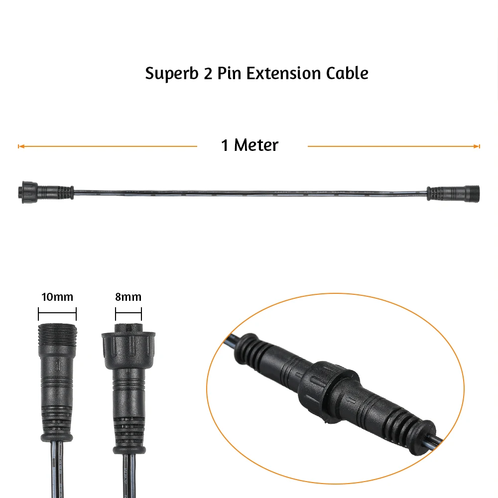 5Pcs Tomshine Extension Cable Wire 1M/ 3.3Ft 2Pin with Male and Female Connectors IP67 Water Resistance for Deck Light Accessory