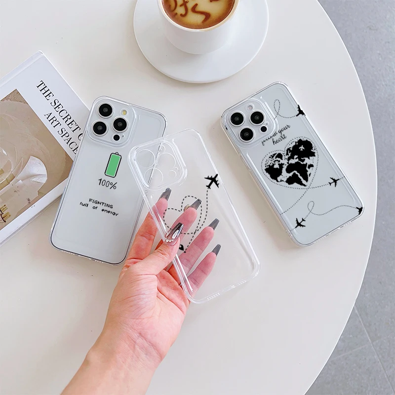 

Loveheart Black Plane Phone Case For IPhone 17 Pro Max 16 17 15 Pro 14 13 Plus 12Mini 11 16E 17Air Cases Transparent Soft Covers