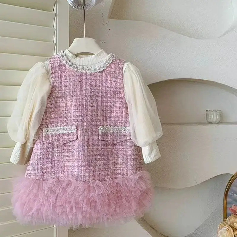 

Baby Girl Princess Dress Spring and Autumn 2026 New Style Children's Long Sleeved Dress Yarn Skirt