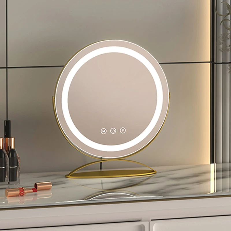 Desk Led Round Decorative Mirror Modern Vanity Lights Portable Smart Mirror Aesthetic Living Room Espelho Home And Decoration